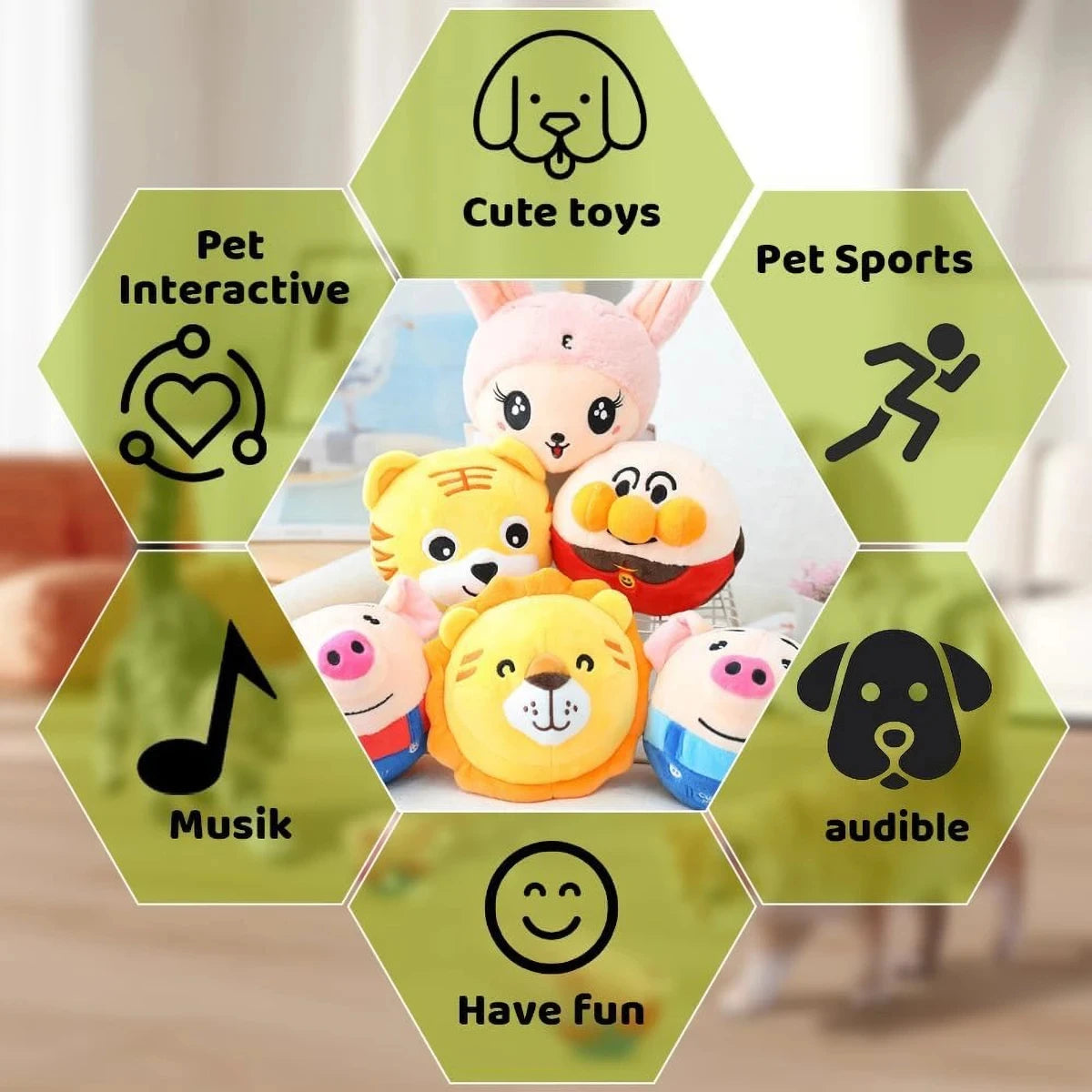 Cute Style Interactive Playing Dog Toy Cartoon Design Safe & Durable