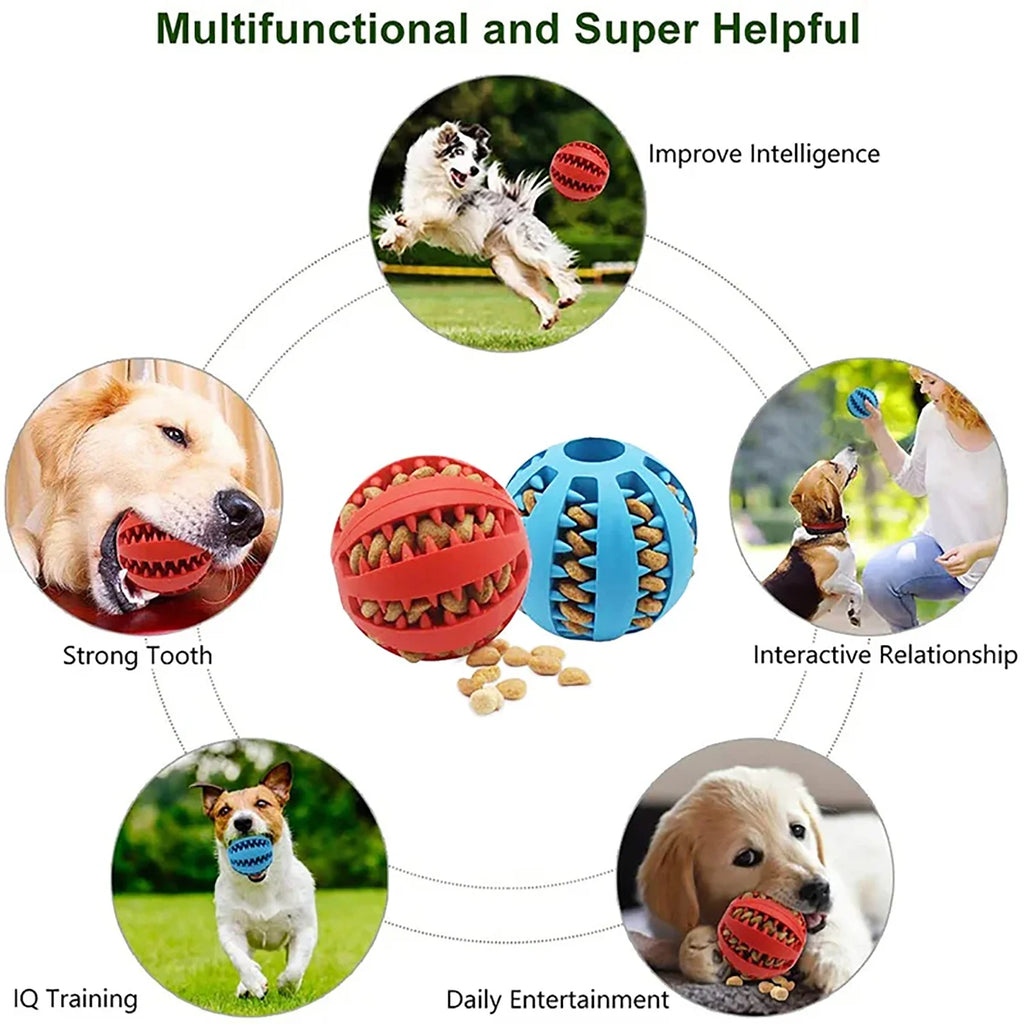 Dog Toy Ball, Nontoxic Bite Resistant, Toy Pet Food Treat Feeder, Tooth Cleaning Ball