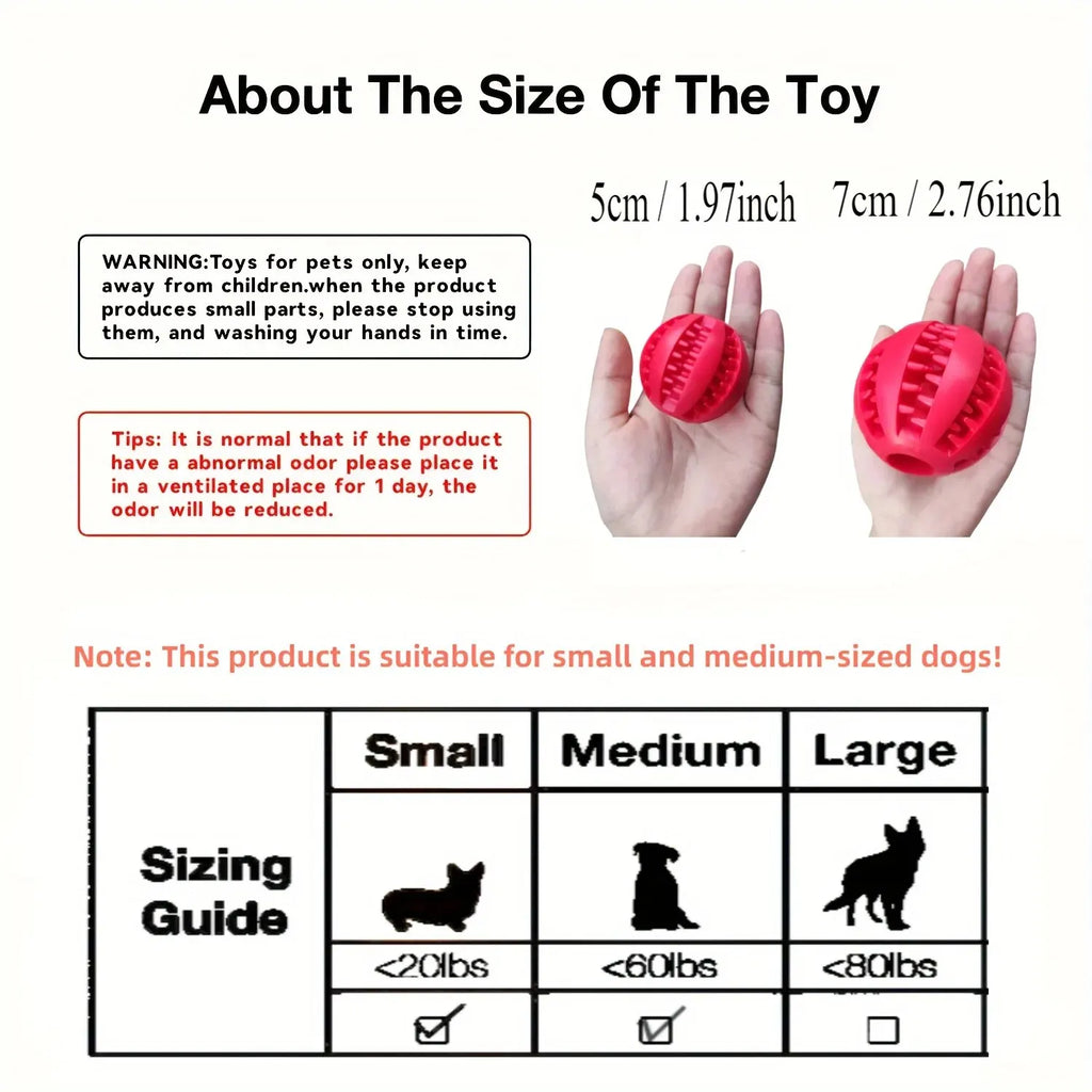 Dog Toy Ball, Nontoxic Bite Resistant, Toy Pet Food Treat Feeder, Tooth Cleaning Ball